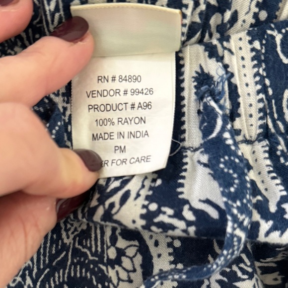 BOCABAY Blue pull on crop pants elastic waistband drawstring 2 pockets size‎ PM - Picture 7 of 7